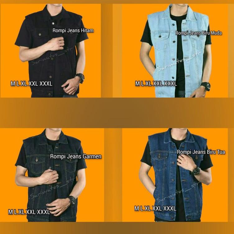 BEST SELLER ROMPI JEANS JUMBO XXL XXXL HITAM BIRU MUDA TELUR ASIN DARK NAVY BLUE DONGKER GREY VEST B