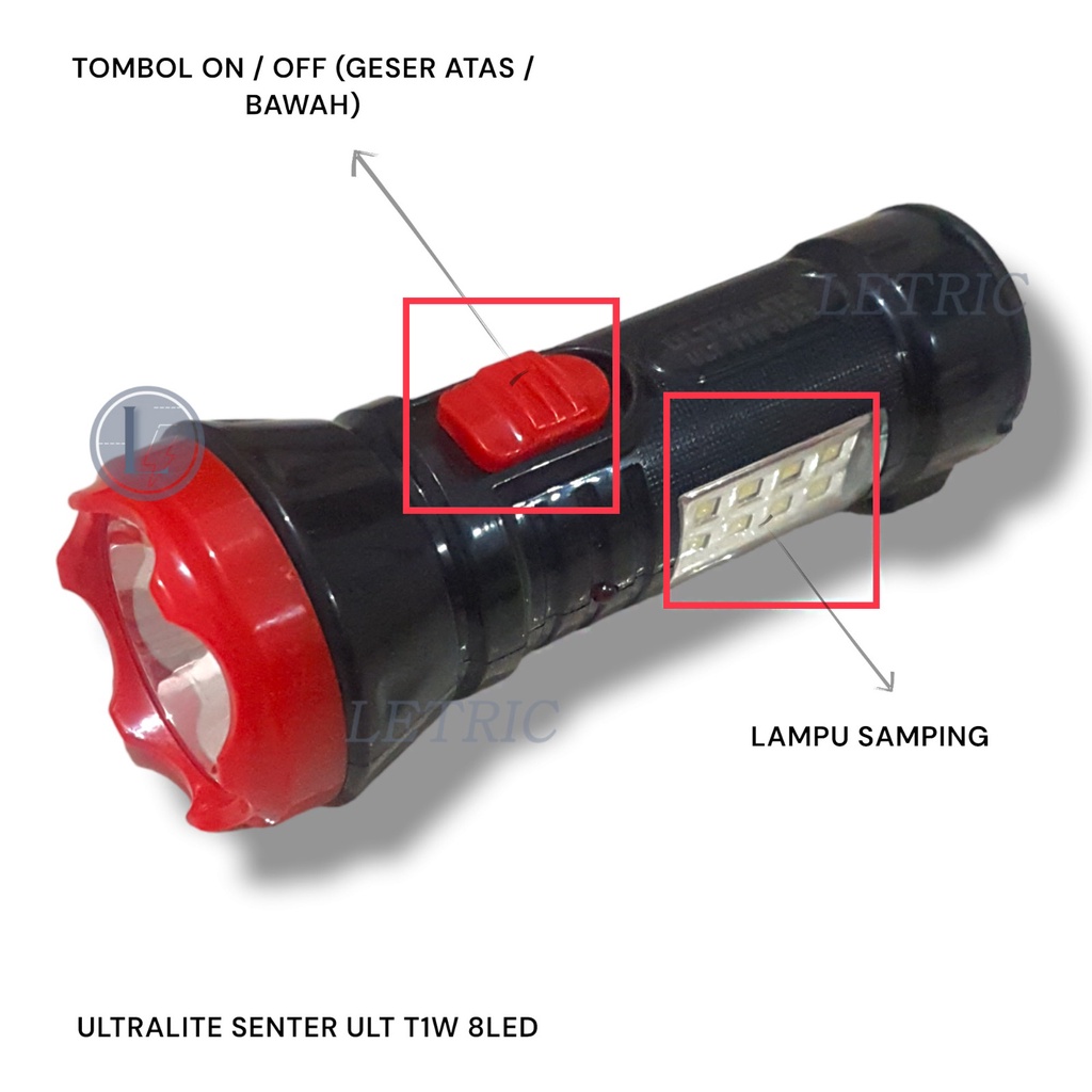 Senter Tangan Ultralite 1W + Emergency 8 LED ULT T1 8W