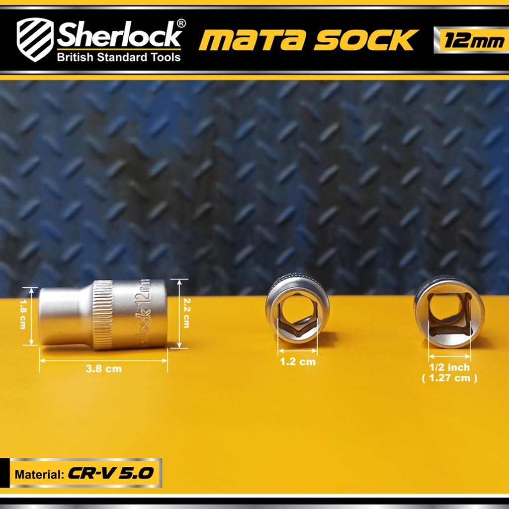 Kunci Shock 12 mm 6 PT Original Sherlock Mata Sok/Sock 1/2 inch