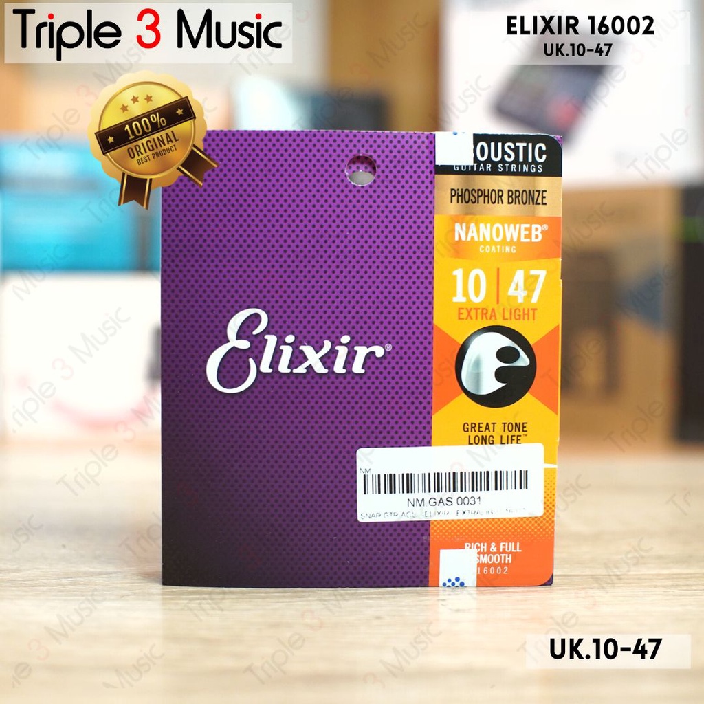 Elixir 16002 010-047 Nanoweb senar gitar akustik ORIGINAL