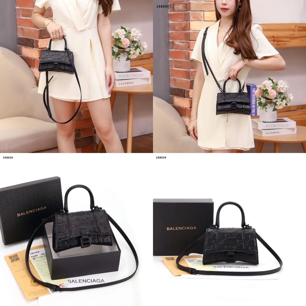 S BB-Mono Mini Padded Leather Bag's Black Hardware 16803