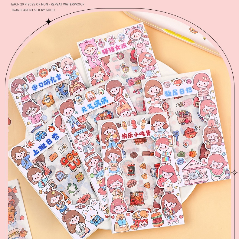 

STICKER MOTIF LUCU ANAK PEREMPUAN / STICKER TEMPEL / STICKER HIAS ANIMASI IMUT ATK