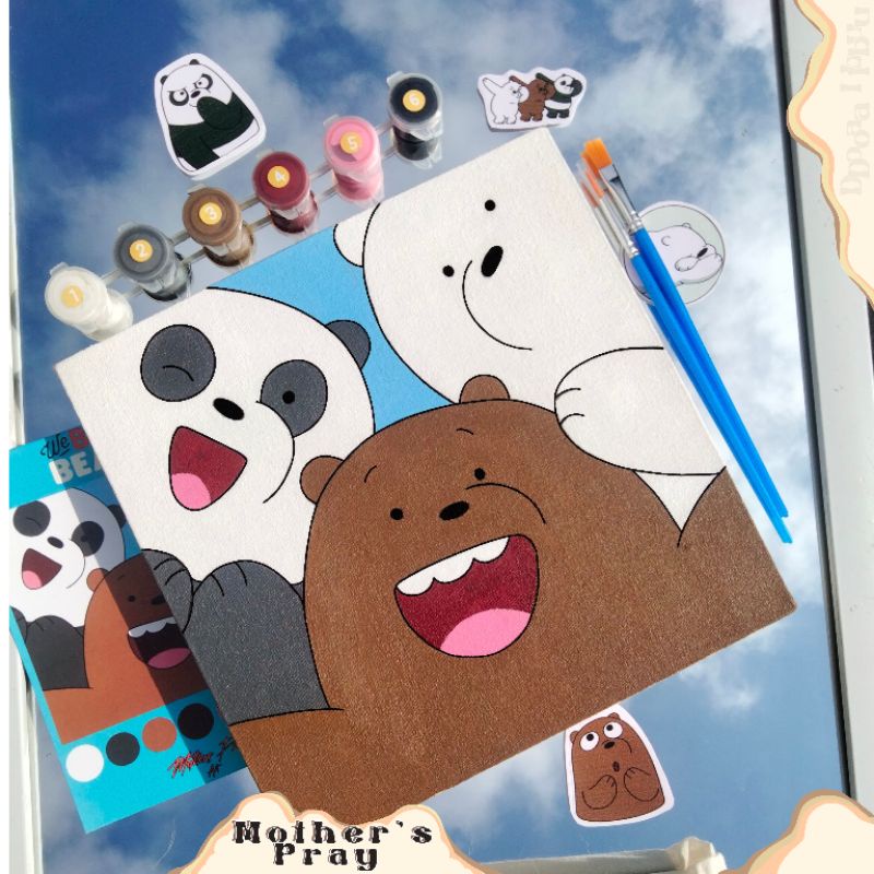 

We Bare Bears - Paint By Numbers 7 Color [Carton Series] | MtpArt | Painting Kit | Melukis | Kanvas 20×20