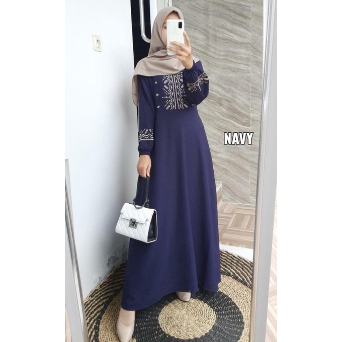 Gamis Aqeela Bordir/ Gamis Bordir Ity Crepe ima