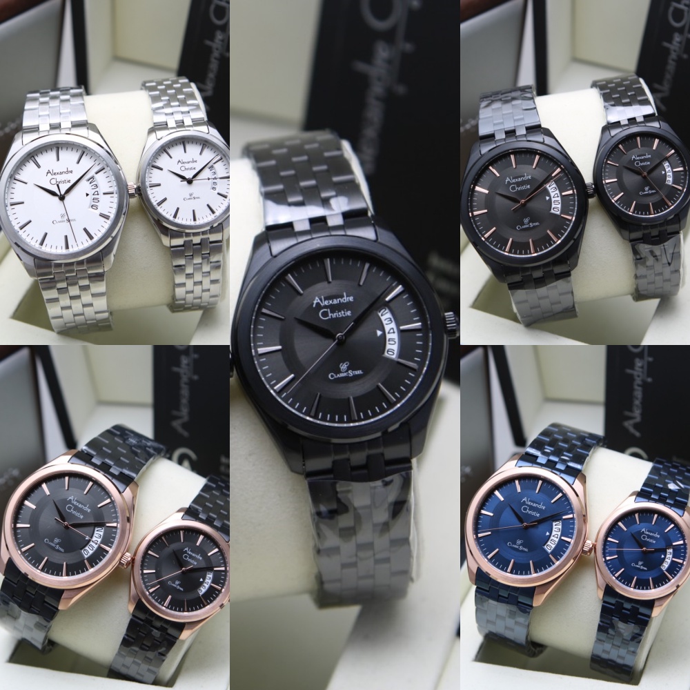Jam Tangan Pria Wanita Pasangan Alexandre Christie AC 8674 MD LD Original