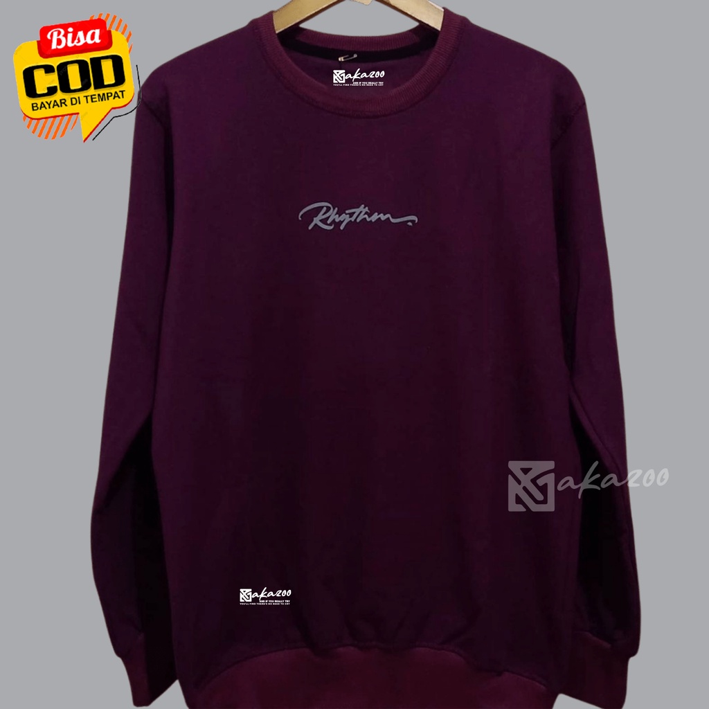 crewneck distro branded pria Sablon rhgtham Warna Maroon crewneck oversize lengan panjang crewneck distro original switer akazoo