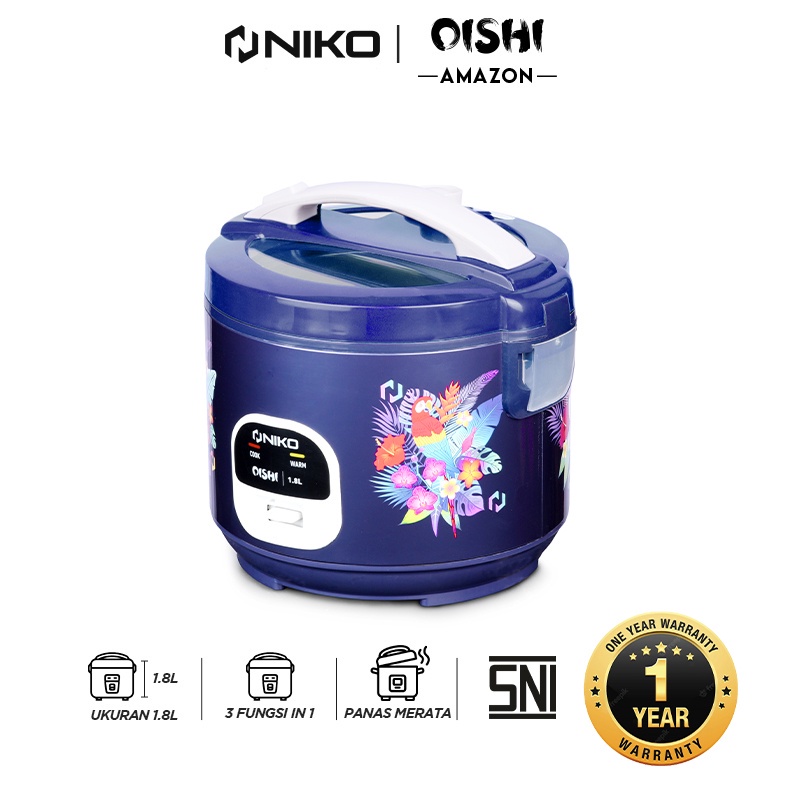 Rice Cooker / Mejikom / Magic Com Niko Oishi Amazon 1,8 Liter 3in1 TERBARU | Magic Com Niko Oishi amazon 1,8 Liter Rice cooker niko magicom tutup kaca | FMS