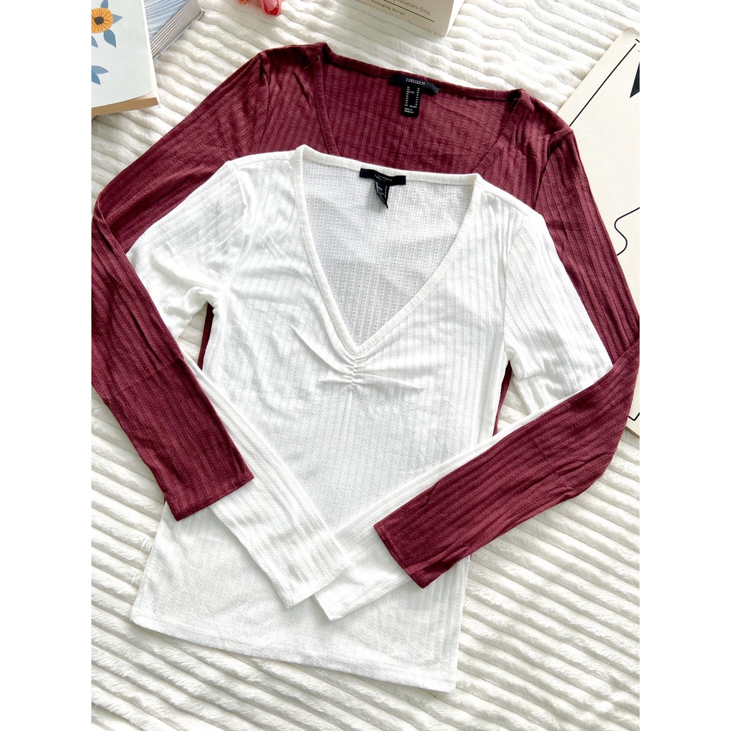 Forever21 Long Sleeve V-Neck Top