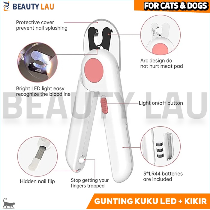 GUNTING KUKU KUCING LED KIKIR KUKU KUCING PET NAIL CLIPPER PEMOTONG KUKU KUCING PREMIUM GROOMING HEWAN