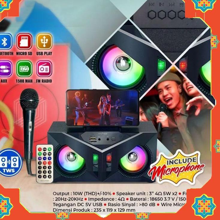 ✷ Speaker Advance  Bluetooth Music Box Karaoke Free Mic ❁