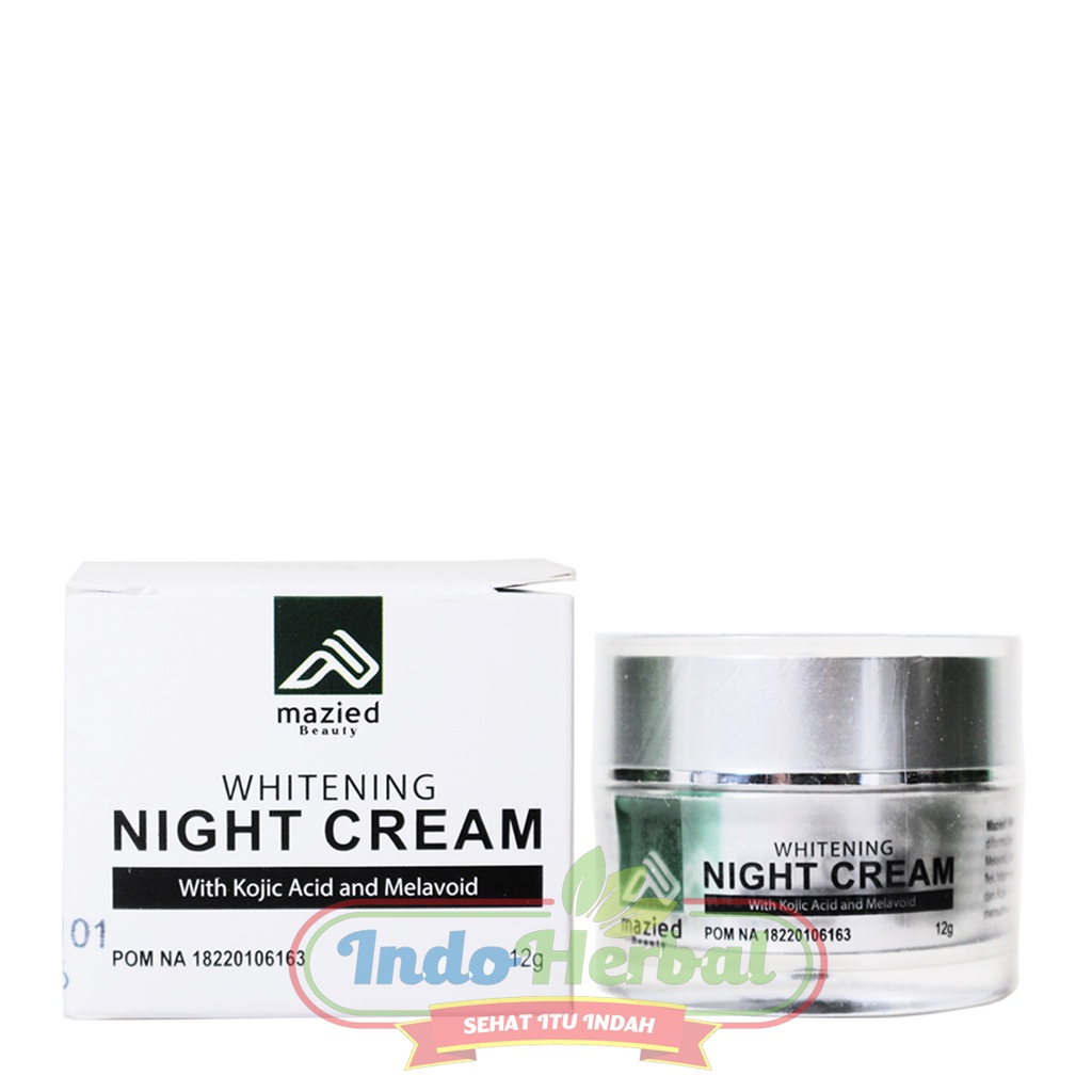 CREAM NIGHT WHITENING MAZIED 12gr - Memutihkan dan Mencerahkan dengan Kojic Acid dan Melavoid