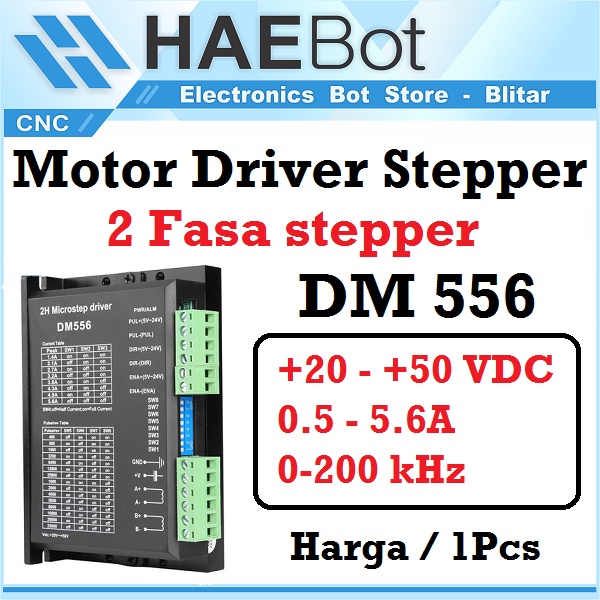 [HAEBOT] Motor Driver Stepper Nema 23 57 DM556 20-50V 5.6A CNC 34 86 2 Phase Bipolar DC Router Laser Plasma Microstepping Dinamo