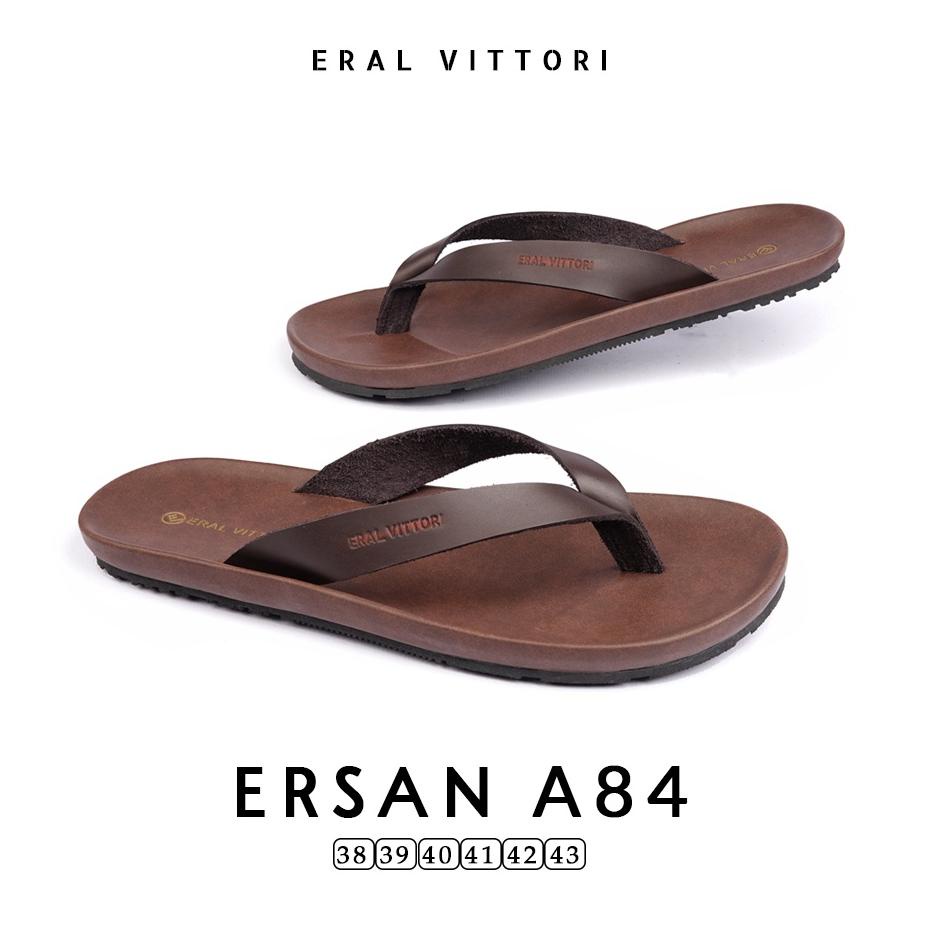 ↓ ERAL VITTORI - Sandal Pria Kulit Ersan A84 Coklat ⇥