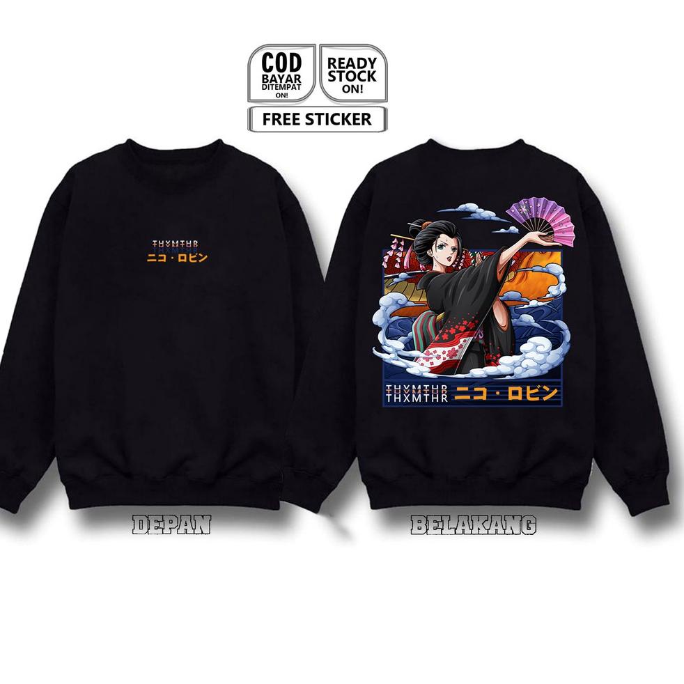 NEW STOCK SWEATER CREWNECK NICO ROBIN ONE PIECE ANIME MANGA ニコ・ロビン NIKO ROBIN NAMI RORONOA ZORO FRAN