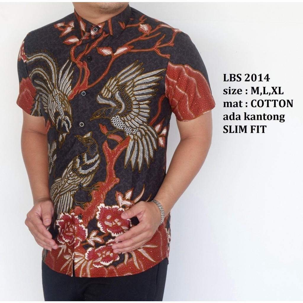 Baju Batik Pria Slimfit Kemeja Lengan Pendek Hem Slim Fit LBS 2014