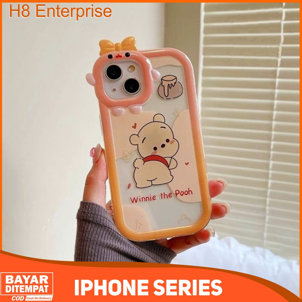 Case iPhone 11 Pro 7 PLUS 8 PLUS Casing Cute Winnie The Poo 3D Camera Monster Character Silicon Premium