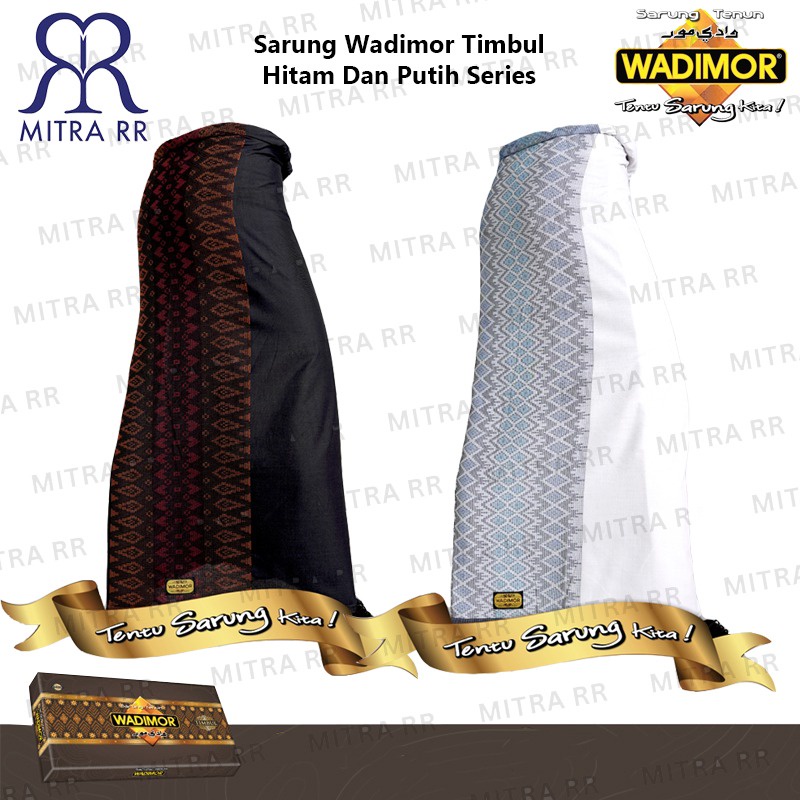 Sarung Wadimor Tumpal Timbul Hitam dan Putih Series / Sarung Tenun Dewasa Original