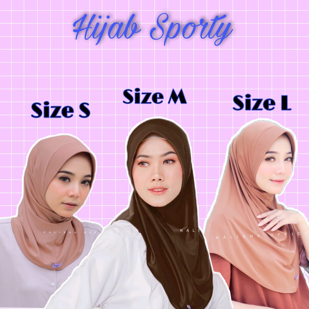 Hijab Sport Instan Jersey Premium Hijab Sporty Pet Menutup Dada Kerudung Olahraga Ukuran S M L