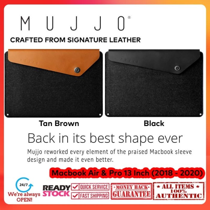Terlaris Macbook Air 13 / Macbook Pro 13 (2018-2020) Mujjo Premium Leather