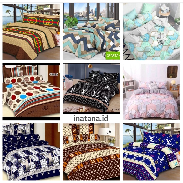 SPREI HOMEMADE MOTIF G*CCI SPARTA GREEN MARBLE HIJAU BIRU TOSCA PINK L* HITAM NAVY COKELAT SEPRAI UK