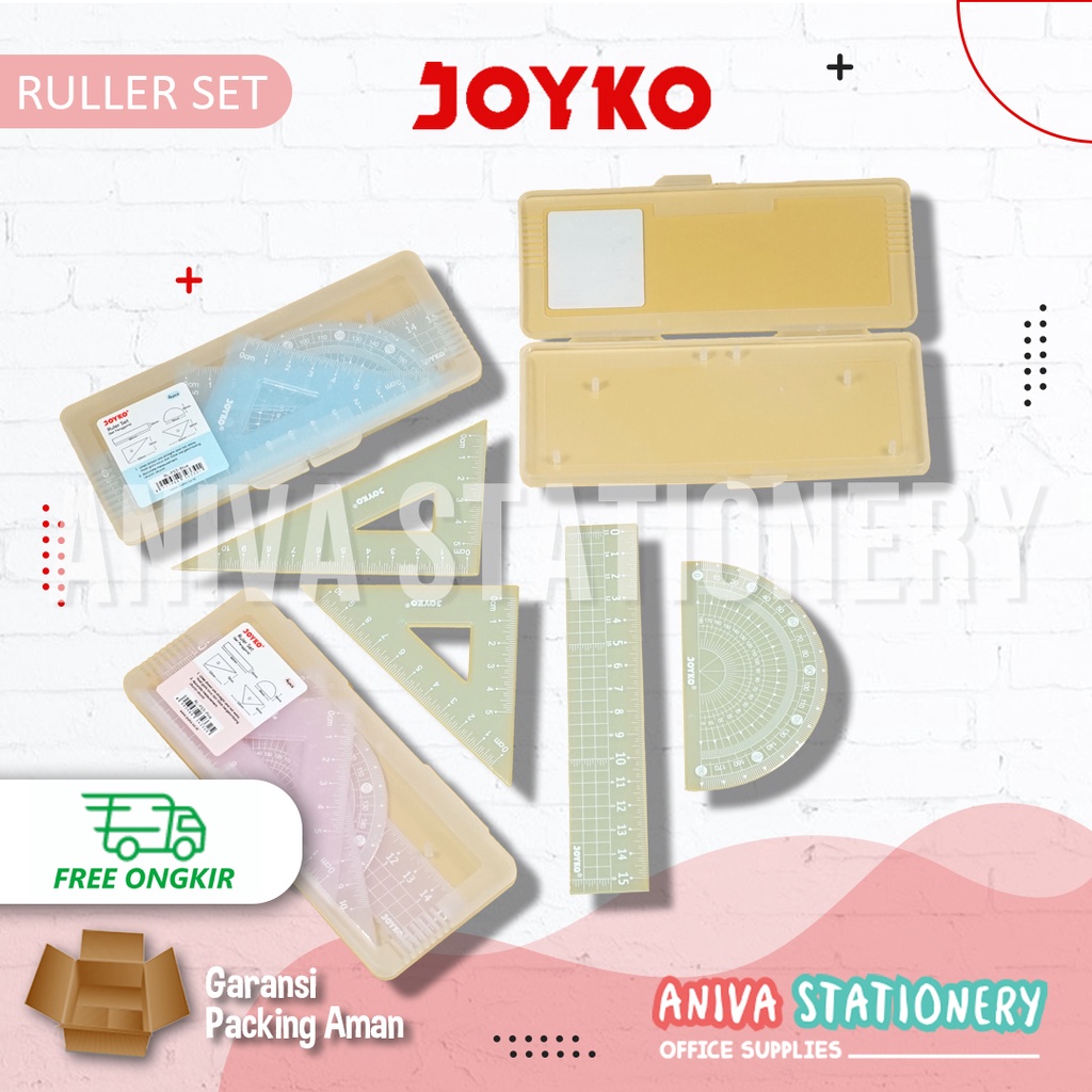 

JOYKO PAKET PENGGARIS MATEMATIKA BUSUR SEGITIGA SIKU MISTAR WARNA PASTEL RULER SET 4PCS RL-PS3