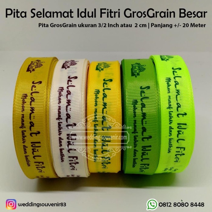 

Pita Selamat Idul Fitri Grosgrain Besar - Hijau Stabilo 087
