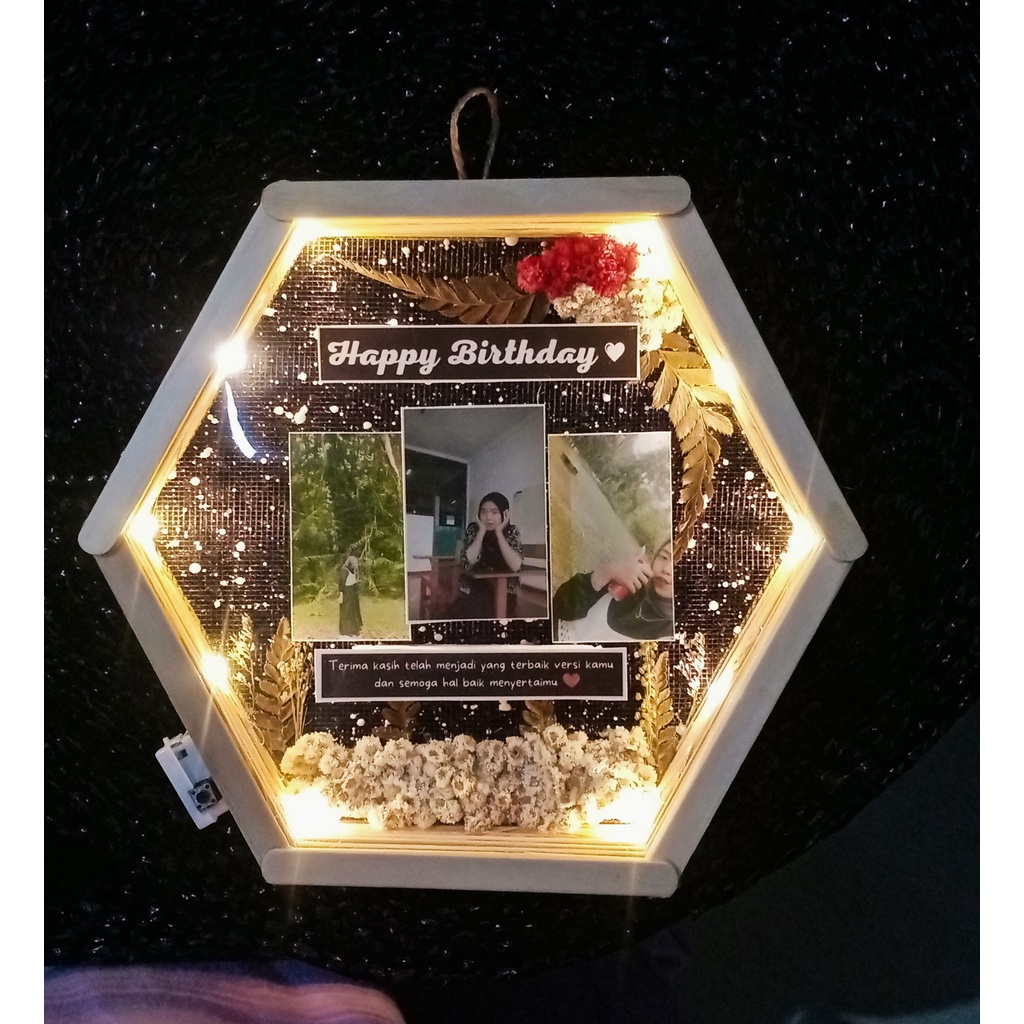 Frame 3D pop up/ Hexagonal frame 3D / kado unik / Kado wisuda / kado ulang tahun/ kado lamaran / kad