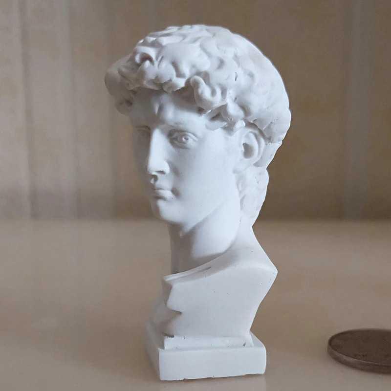 Properti Dekorasi Foto Produk Mini Romawi Figurine David Head - TKS72 - White