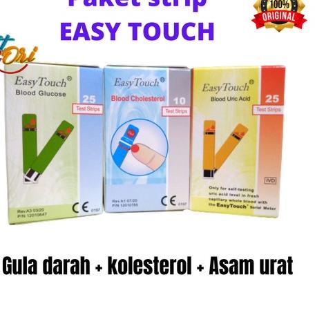 ✺ Paket strip easytouch (3in1) easy touch kolesterol asam urat gula darah strip gula / glucosa / glu
