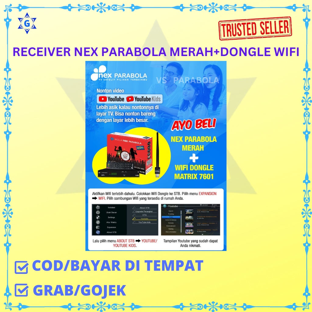 RECEIVER PARABOLA NEX MERAH+DONGLE WIFI MATRIX