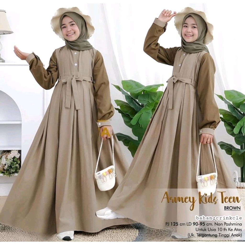 ARMEY DRESS KIDS BO TERSEDIA USIA TANGGUNG UKURAN M L XL DAPAT GAMIS ANAK ( TANPA HIJAB ) GAMIS ANAK