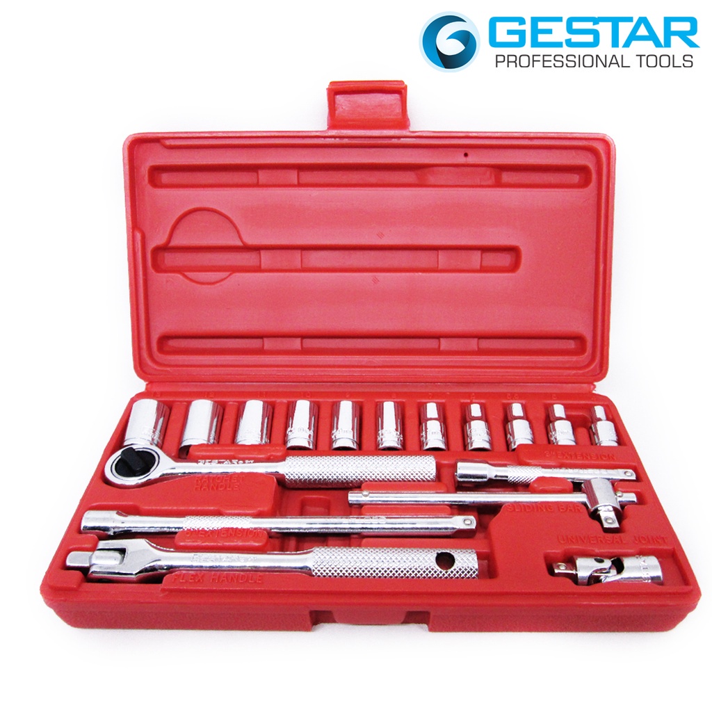 GESTAR/CROSSMAN-Set Kunci Shock 1/4” Drive Socket Set 17Pc Metric 6Pt 299-080