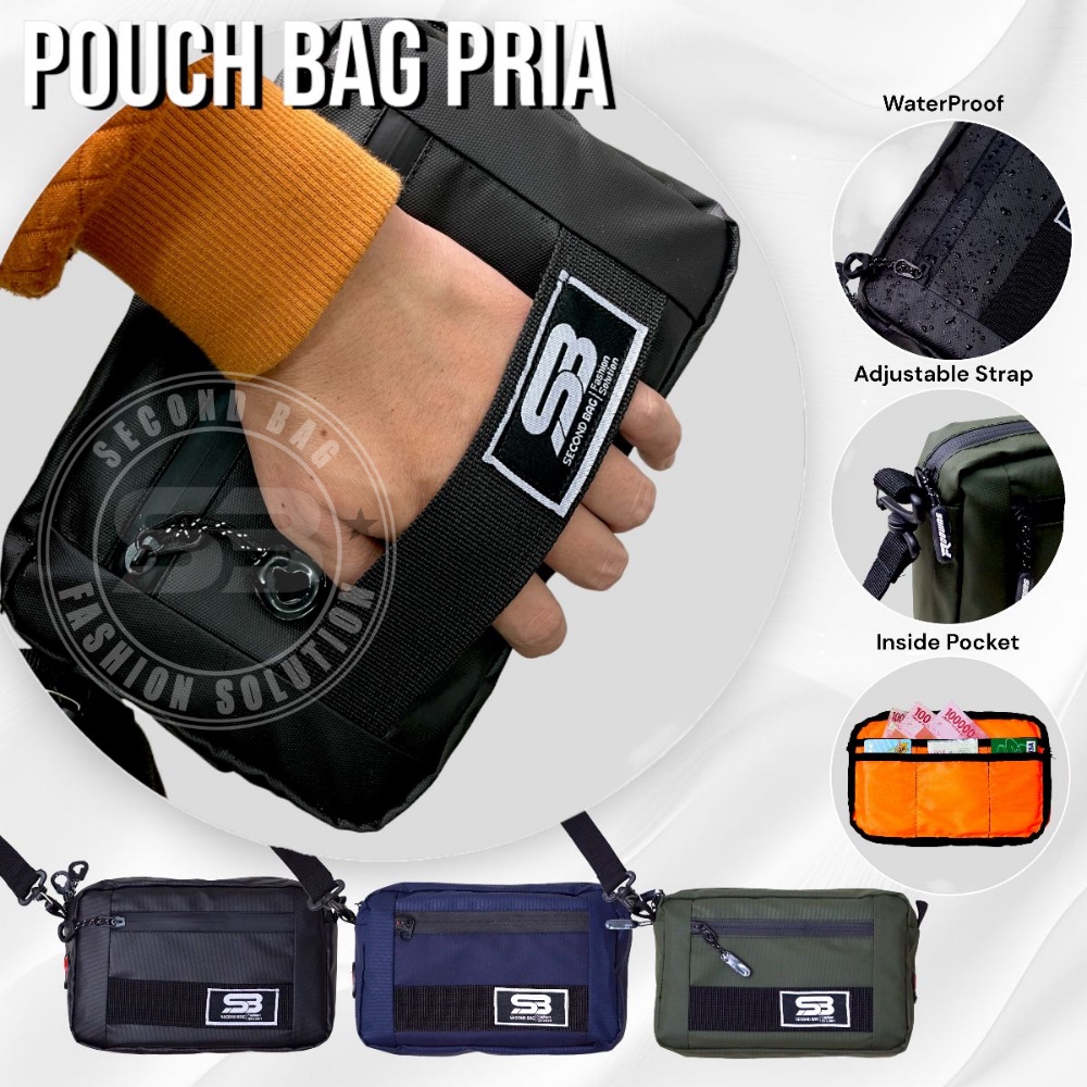 Clutch Bag Hand Bag Original By SecondBag Unisex Tas Tangan Pria Wanita Bahan Bimo Premium Anti Air Sling Bag Pouch