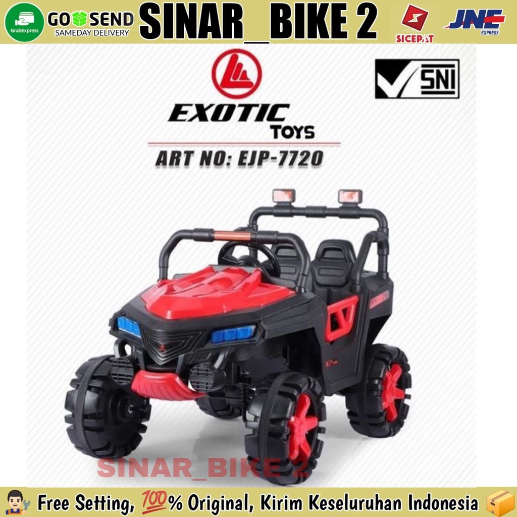 Mobil Aki EXOTIC EJP 7729 Jok Kulit Remote Control Mainan Anak &amp; Mobilan Aki EXOTIC EJP 7720+ Ban Eva JEEP off Road Mainan Anak