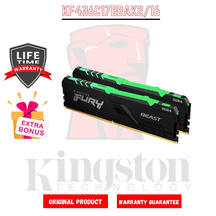 Kingston Memory RAM Fury KF436C17BBAK2/16 16GB (2x8GB)