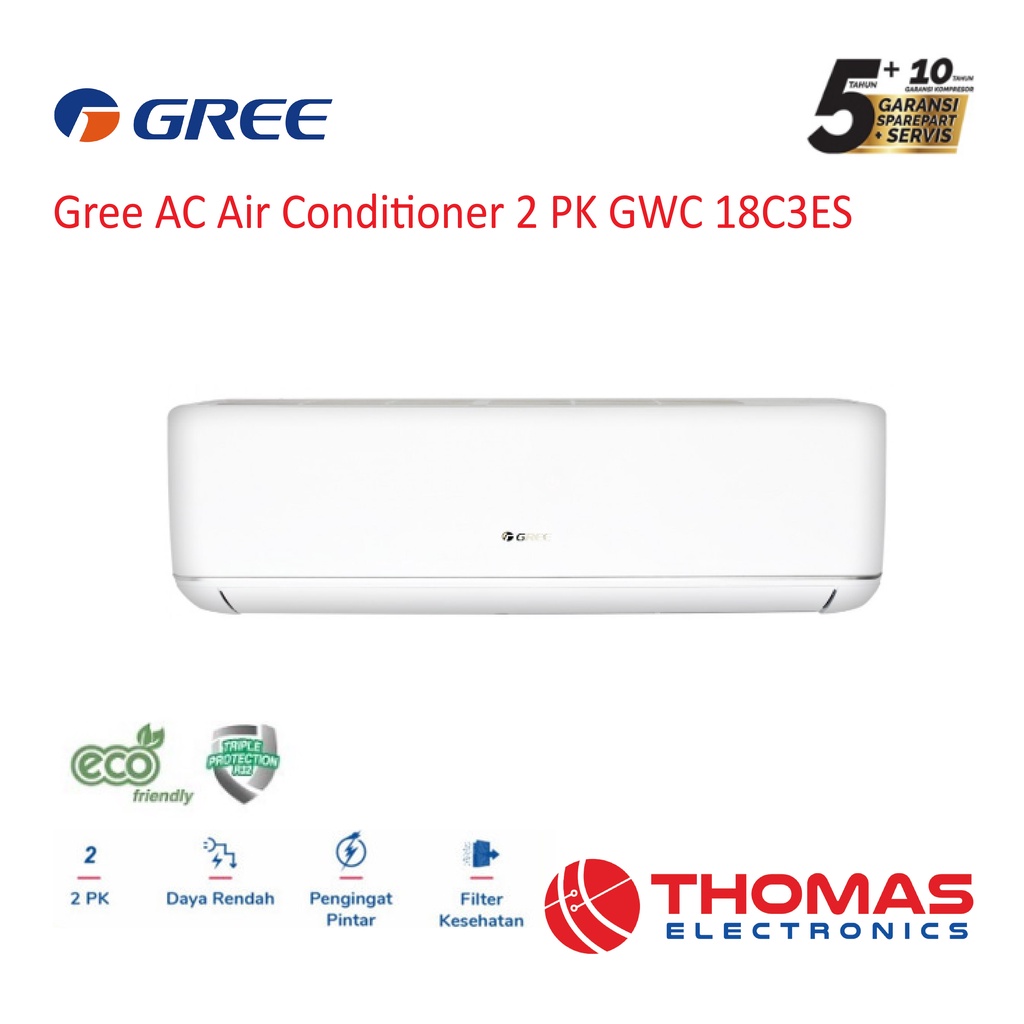 Gree AC Air Conditioner 2 PK GWC 18C3ES Low Watt GWC 18 C3ES Garansi Resmi
