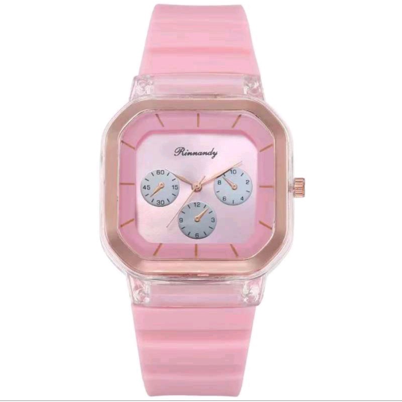 Jam Tangan Rubber Wanita Dial Kotak Analog Korean Style Fashion (010R)