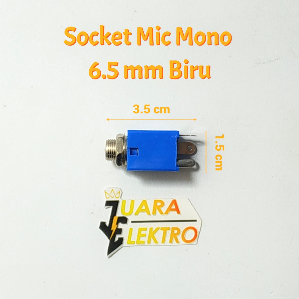 Socket Mic Mono 6.5 mm Biru | Socket Akai Mono 6.5mm Female Kotak Biru