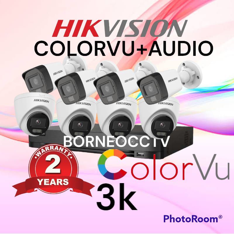 PAKET CCTV HIKVISION 5MP 8CHANNEL 8 CAMERA 3K COLORVU + MIC LENGKAP NON HDD