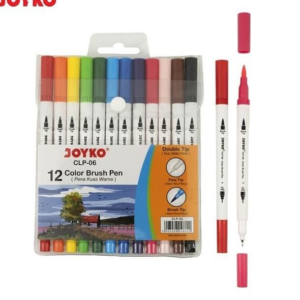 

berkualitas Brush Pen Joyko 12 Warna CLP-06 belkang