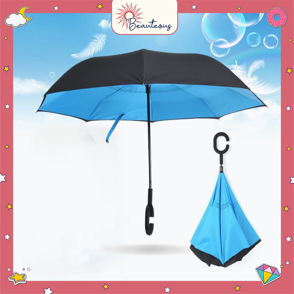 Payung Terbalik Besar Reverse Gagang C Umbrella 2 Layer Kazbrella