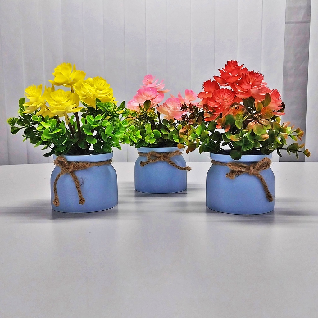 Tanaman Hias Plastik Pot Bunga Mawar Hias Bonsai Cantik Pajangan Dekorasi Hiasan Rumah Import Artificial Flower Azgalery PBP90