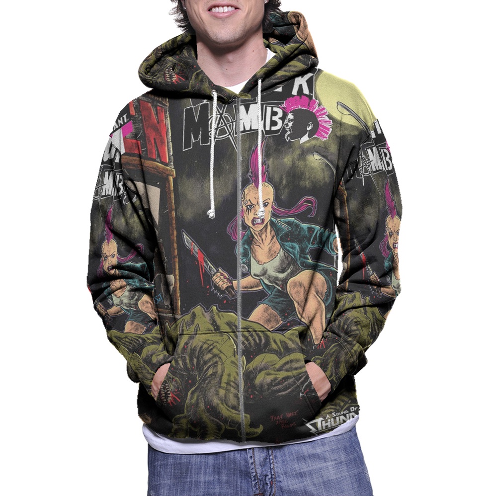 Jaket Hoodie Punk Mambo Hoodie Fullprint Zipper Casual Unisex Bahan Polyester Jersey Hoodie Ritsleti