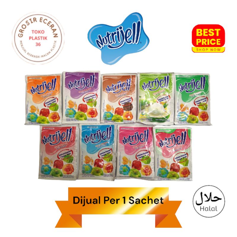 

TokoPlastik36 - Nutrijel ekonomis - NUTRIJEL EKO 10 gr - Nutrijel Jelly Powder - Jeli Serbuk Instan Dijual Per Sachet - Rasa Buah - Rasa Jambu - Rasa Cincau - Rasa Leci - Rasa Stroberi - Rasa Jeruk - Rasa Melon - Tanpa Rasa - Rasa Blueberry - Rasa Anggur