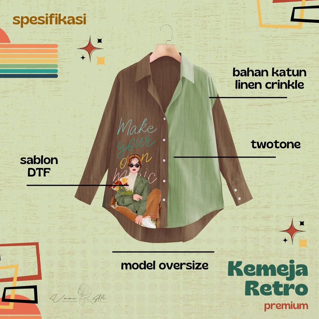 Kemeja wanita oversize Retro by Ummi Ali