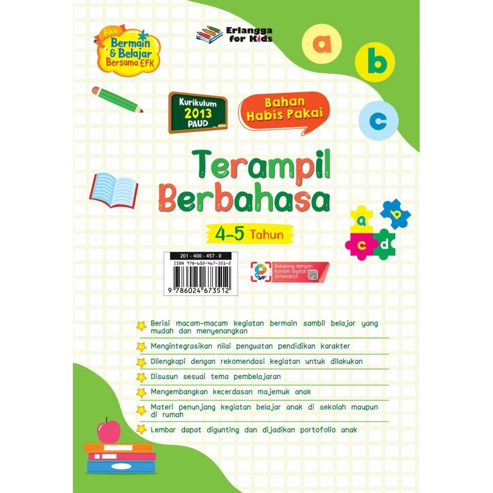 Erlangga For Kids - Terampil Berbahasa 4-5 Tahun