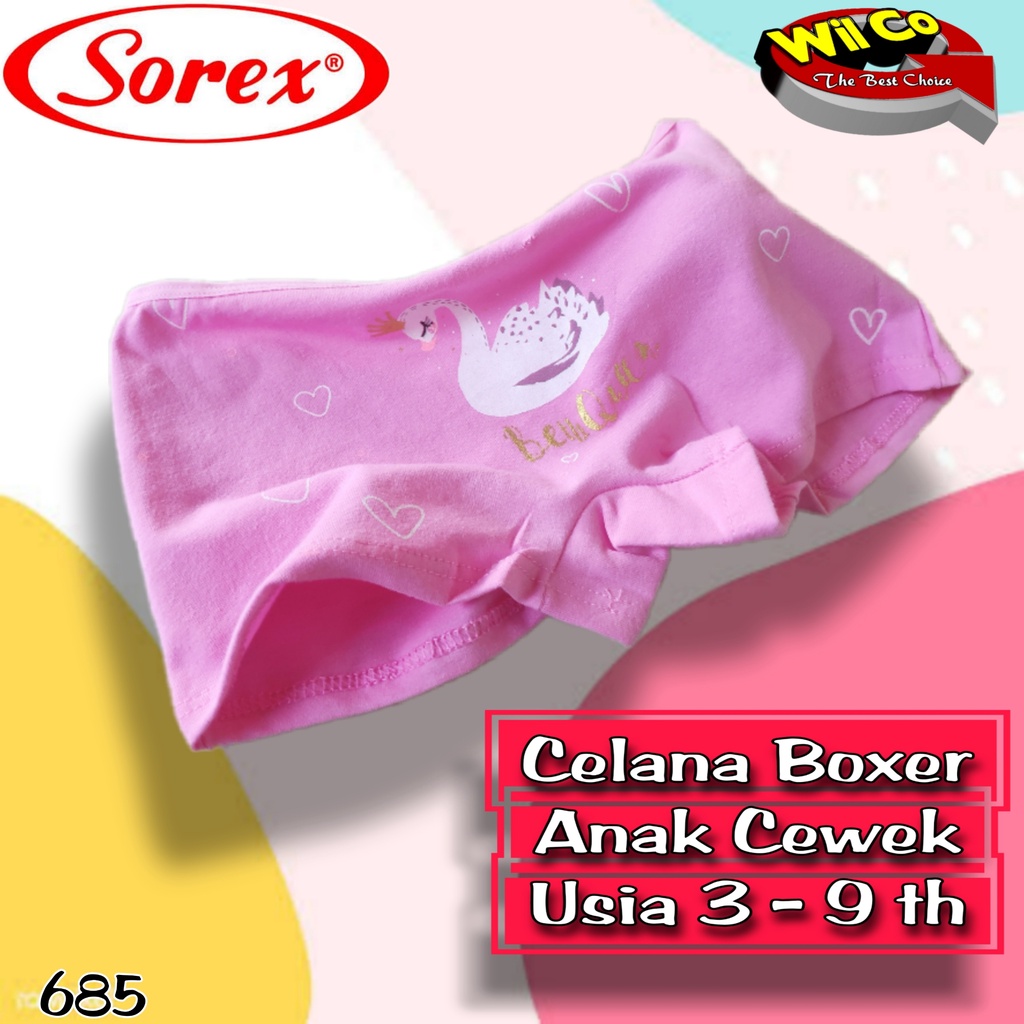 K685 - CELANA DALAM BOXER ANAK WANITA SOREX SIZE M - XL HARGA PER 1 PCS