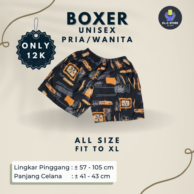 GRATIS ONGKIR CELANA PENDEK BOXER KOLOR MURAH Motif Bunga Hitam Oranye Murah Unisex Pria Wanita GRAT