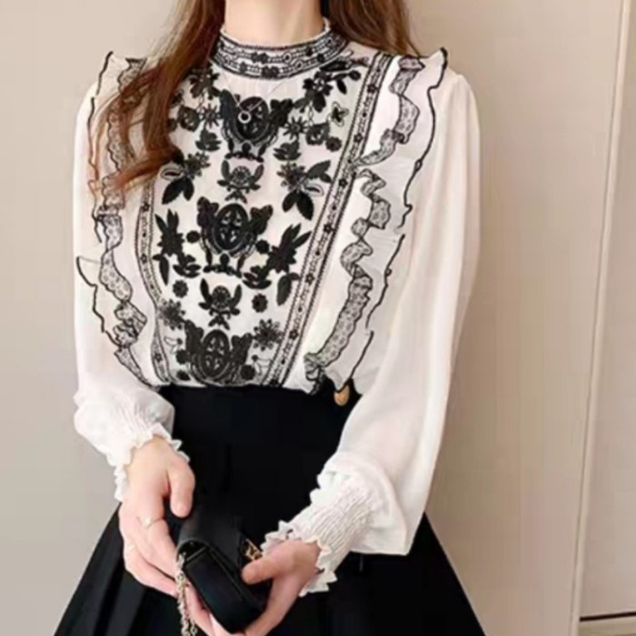 PROMO ATASAN BAJU IMPORT BLOUSE WANITA BLUS VINTAGE BORDIR MEWAH PESTA BLUS ELEGAN TRENDY TERBARU MU