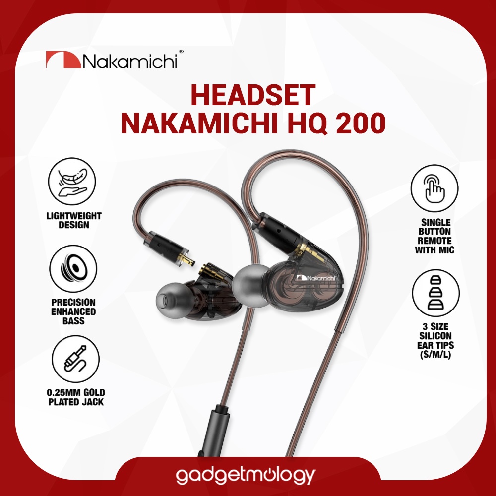 Nakamichi HQ 200 Headset Dual Dynamic Driver In Ear Monitor Wired Earphone IEM Jack 3,5mm with Mic M